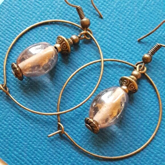 Artisan earrings  513# bohemian Victorian earrings Letter in a bottle glass filg - Picture 3 of 5